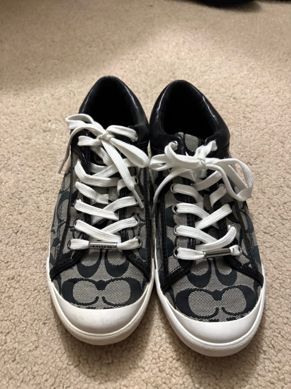 Coach Black and Gray Signature Canvas Low-Top Sneakers